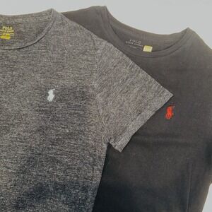 Lot of 2 Polo Ralph Lauren T-Shirts Mens Medium M Crewneck Grey Black Cotton